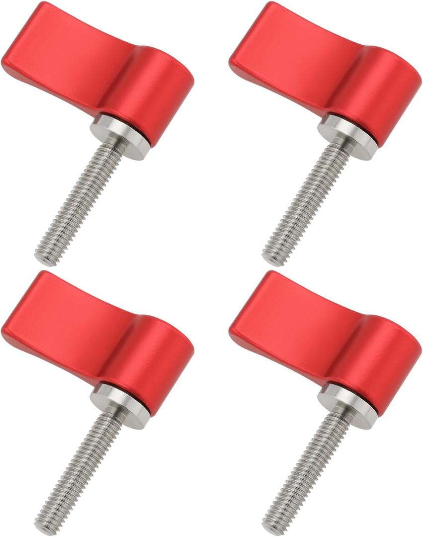 4PCS Male Threading Adjustable Screw M4 20mm Adjustable Thumb Lever Screw with Single Wing for Camera Equipment Rotary Thumb Knob Screw Red
