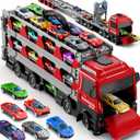 Ci Vetch 78-Inch Cars Trucks Toys for Toddler 1-3 2-4 3-5 4-7 Years Old Boys Kids, Transport Truck with 24Pcs Die-Cast Cars, Gifts for 3 4 5 6 Year Old Boys, Toddler Boy Toys Ages 3-5 4-7