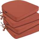 Favoyard Outdoor Chair Cushions 17"x16"x2" Set of 4 Waterproof Seat Cushion for Patio Furniture with 3-Year Fade Resistant Removable Cover Attach Straps Hidden Zipper Round Corner for Yard Garden (Spice)