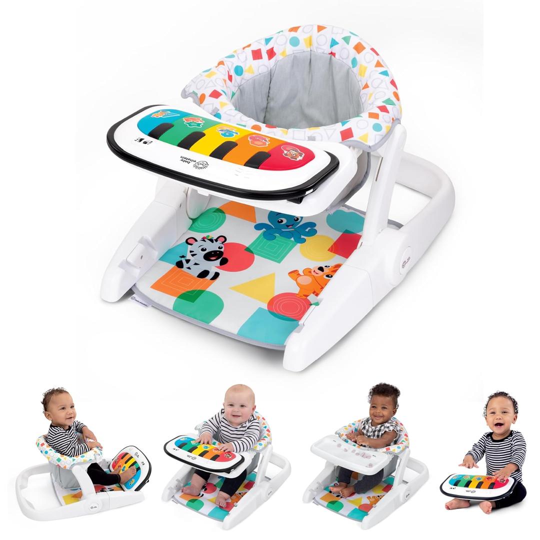 Baby Einstein 4-in-1 Kickin' Tunes Learn-to-Sit Music & Language Floor Seat, with 2 Positions and Detachable Kick Piano, Ages 4 Months and Up