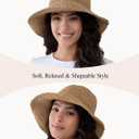 Womens Crochet Straw Sun Hat with Wide Brim Soft Foldable Floppy Beach Hat for Summer (Beige)