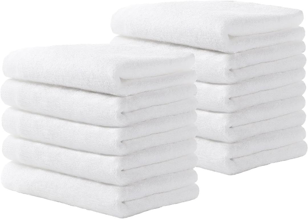 Yoofoss Luxury Washcloths Towel Set 10 Pack Baby Wash Cloth for Bathroom-Hotel-Spa-Kitchen Multi-Purpose Fingertip Towels & Face Cloths - White