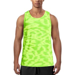 Zengjo Mens Tank Tops Workout Sleeveless Shirts Quick Dry Running Gym Mesh Muscle Tanks (Medium, Neon Green)