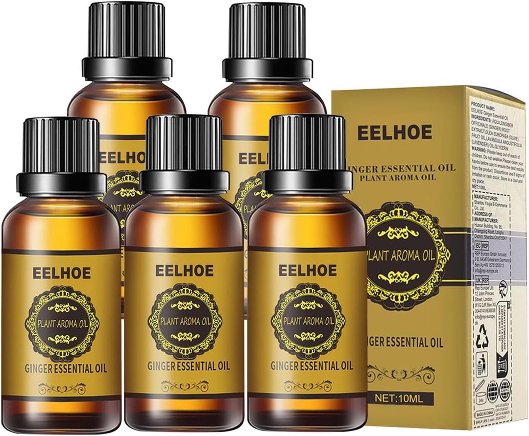 5PCS Belly Ginger Oil,Ginger Oil Massage,Ginger Essential Oil Care for Skin(10ml)- Pack of 2