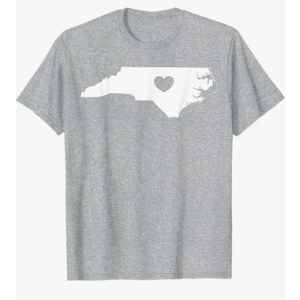 North Carolina Heart State Silhouette T-Shirt, Heather Gray, Medium