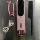 Cordless Hair Straightener Brush 300 Million Negative Ionic Portable Hair Straightener Comb for Women with 4 Temps Fast Heating MCH Ceramic Coating Smooth Frizz - Free Hair Black