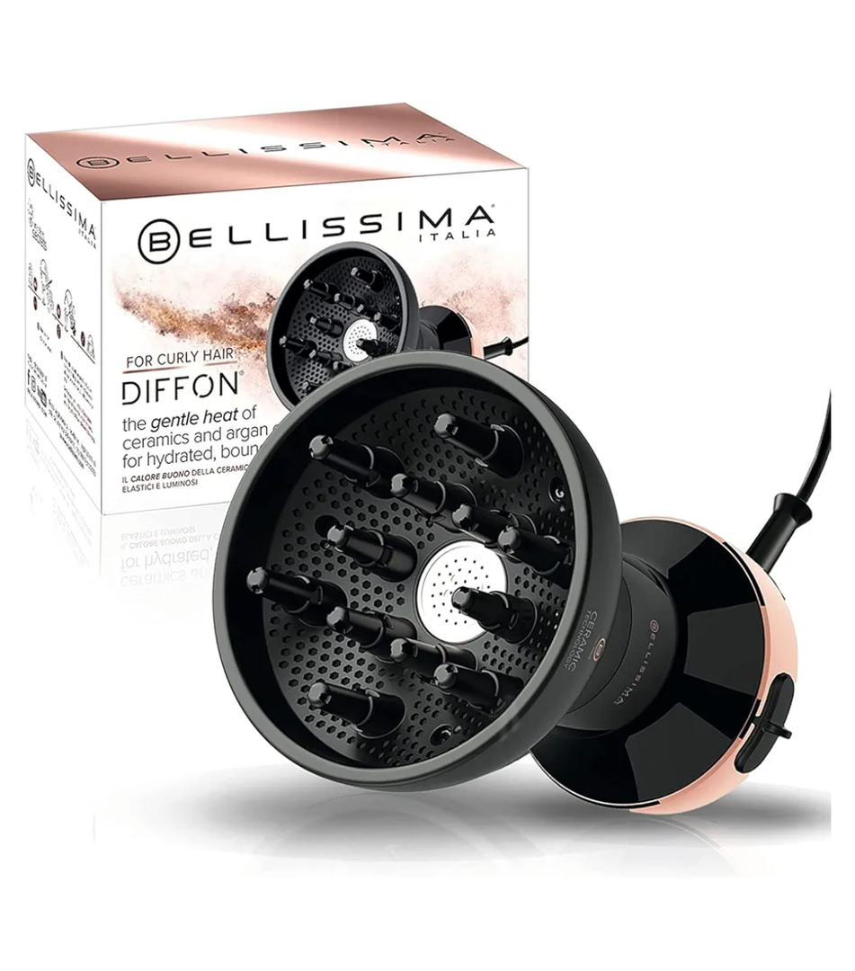 Bellissima Diffon Ceramic Diffuser Hair Dryer for Curly Hair - 2-in-1 Blow Dryer with Diffuser - Reduces Frizz, Defines Curls, Volumizes - Lightweight, Compact, Easy Hold Handle