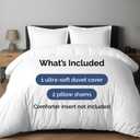 Duvet Cover Full Size Set - Extra Soft Full Duvet Cover 80" x 90" with 2 Pillow Shams - Hotel Luxury, Easy Care and Fade Free w/ Zipper Closures & Ties - All Season, Comfy, Cozy & Breathable (White)