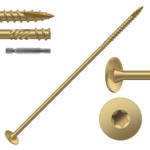 #14 x 7 Inch Outdoor Structural Wood Deck Screws (14Pcs/1lb), Carbon Steel, Tan, Flat Head, Rust Resistant Epoxy Coated, T30 Star Bit