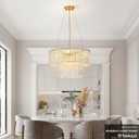 20" Crystal Chandelier Modern Gold Glass Chandeliers 2-Tier Round Elegant Luxury Lighting 6-Light Drum Crystal Chandelier for Dining Room Kitchen Restaurant Foyer Bedroom Living Room