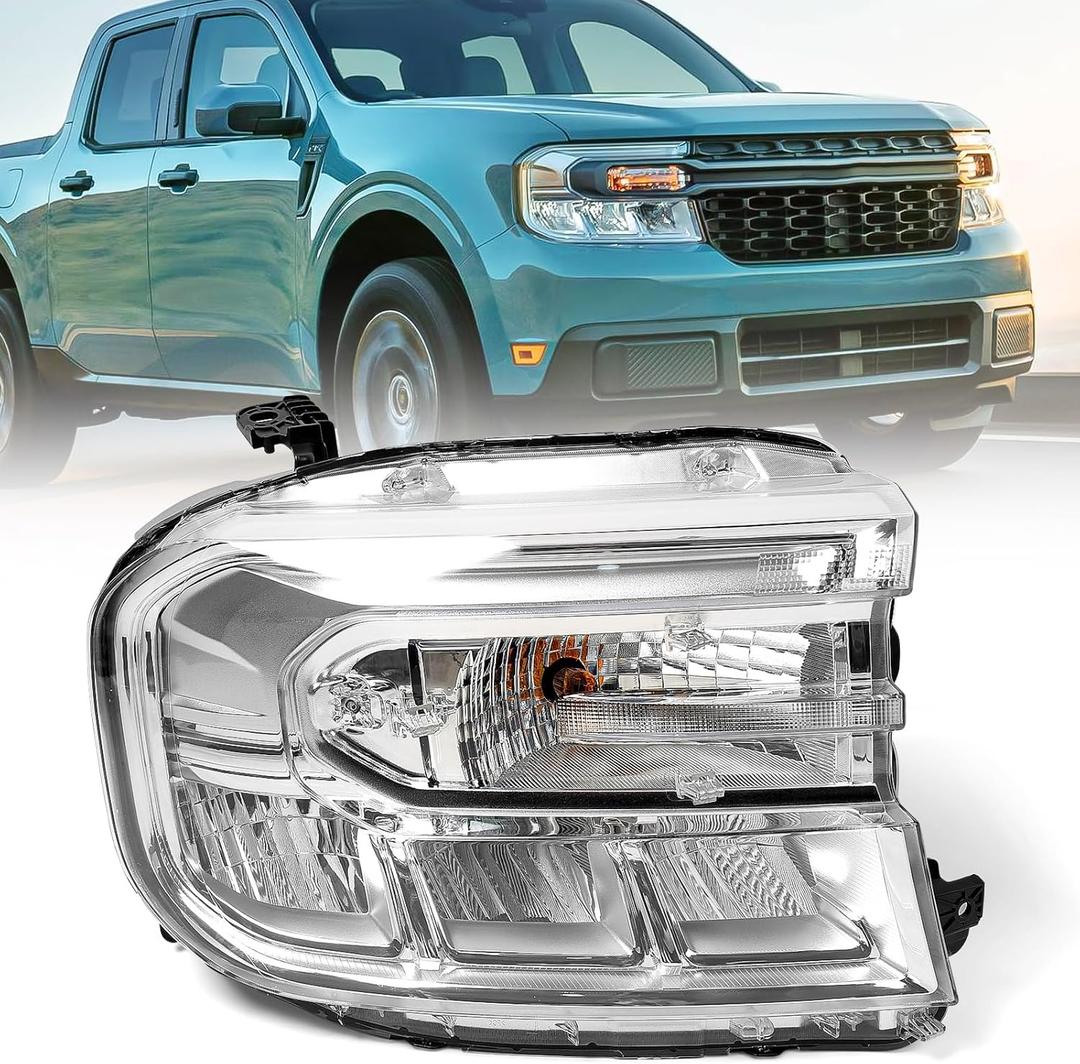 Headlight Assembly For Ford Maverick 2022 2023 2024 Headlamp Front Light w/o LED DRL Chrome Left Driver Side LH NZ6Z-13008-C FO2502420