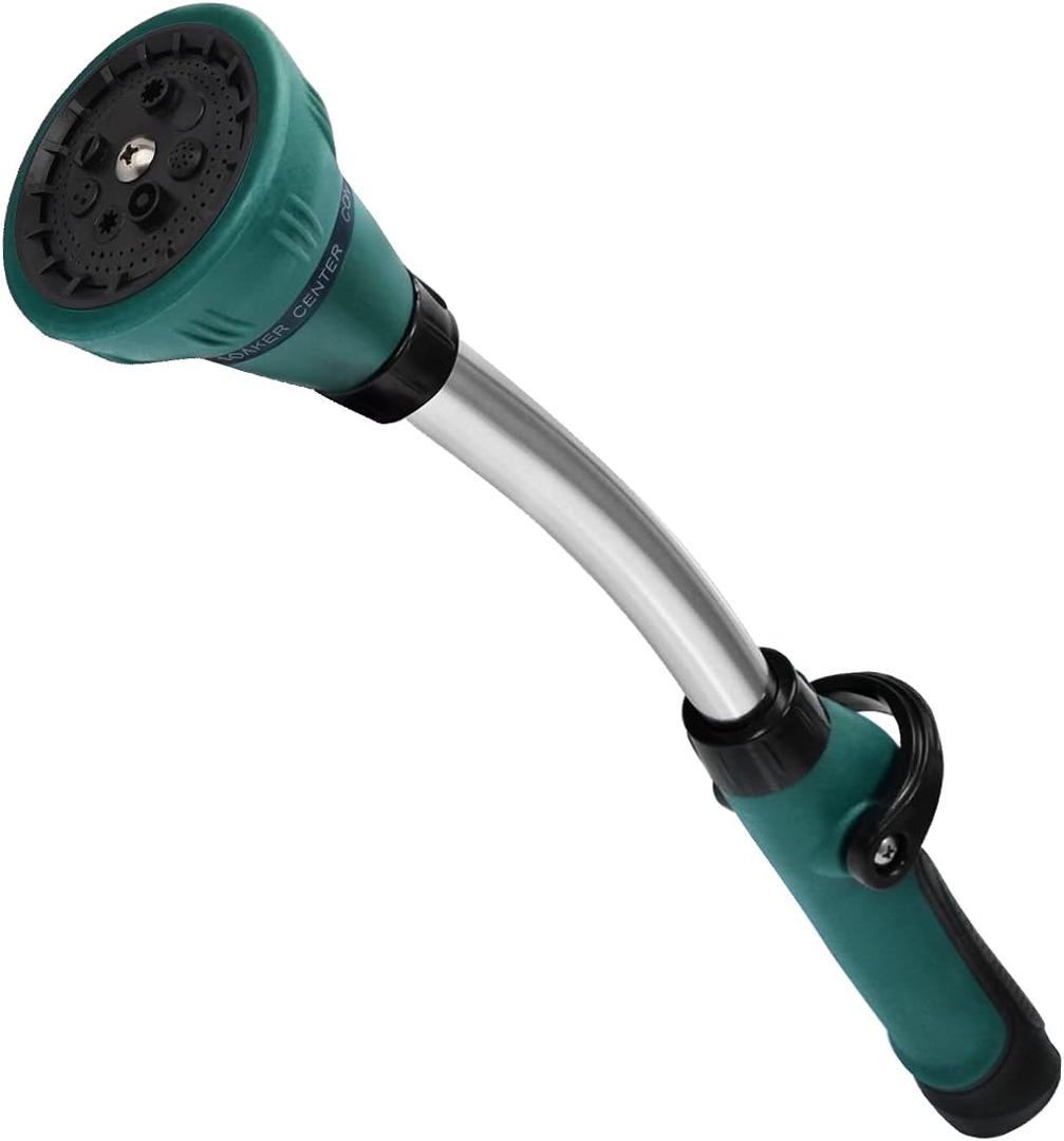 Cytheria Watering Wand,15 in Garden Hose Nozzle Sprayerwith 8 Adjustable Watering Patterns Rain Wand and Thumb Control Shut Off Valve for Car Washing,Watering Seedling Beds,Flowers,Lawn (Green)