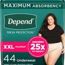 Depend Fresh Protection Adult Incontinence & Postpartum Bladder Leak Underwear for Women, Disposable, Maximum, Extra-Extra-Large, Blush, 44 Count (2 Packs of 22), Packaging May Vary