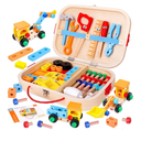 45 Pcs Kids Tool Set, Toddler Tool Set with Tool Box, STEM Construction Preschool Educational Toys for Age 3 4 5 6 7 Boys Girls, Wooden Tool Kits Toys, Christmas Birthday Present for Kids