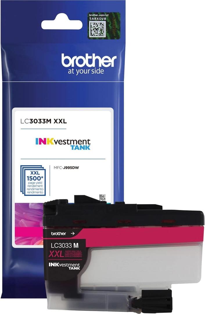 Brother Genuine LC3033M, Single Pack Super High-Yield Magenta INKvestment Tank Ink Cartridge, Page Yield Up to 1,500 Pages, LC3033, Amazon Dash Replenishment Cartridge