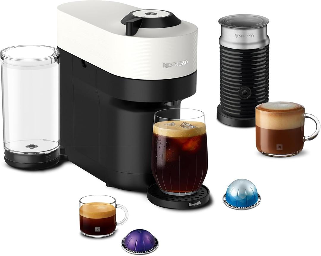 Nespresso Vertuo Pop+ Coffee and Espresso Maker by Breville with Milk Frother, Coconut White