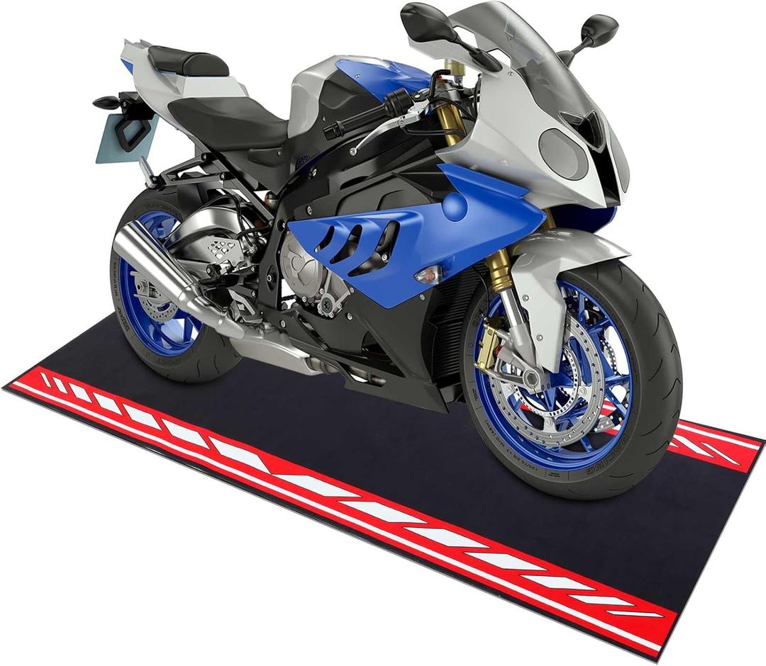 78 x 31 Inch Motorcycle Mat Garage Floor Rug Washable Parking Mats for Garage Floors Non Slip Oil Absorbent Pad Rubber Backing Layer Protects Floor from Spills Drips(Speed Style)