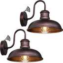 TOBUSA 2-Pack Dusk to Dawn Outdoor Wall Lights, Exterior Farmhouse Gooseneck Barn Light, Vintage Outside Wall Mount Light Fixture, Waterproof Outdoor Light for House Porch Garage, Distressed Brown (10.5 inch)