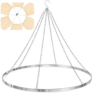 24 Inches Silver Metallic Ceiling Drapes Hanging Kit for 6 Panels Wedding Ceiling Drapes Canopy Hoop Metal Hardware Kit for Draping Fabric Indoor Outdoor Decorations Backgrounds Not Included Curtain