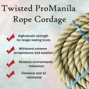 LABLT 1 inch Twisted ProManila Rope Cordage, 100 feet UnManila 3 Strand Synthetic Polypropylene Rope Tan Thick Polypropylene Cord for Indoor Outdoor Use, Tug of War, Marine