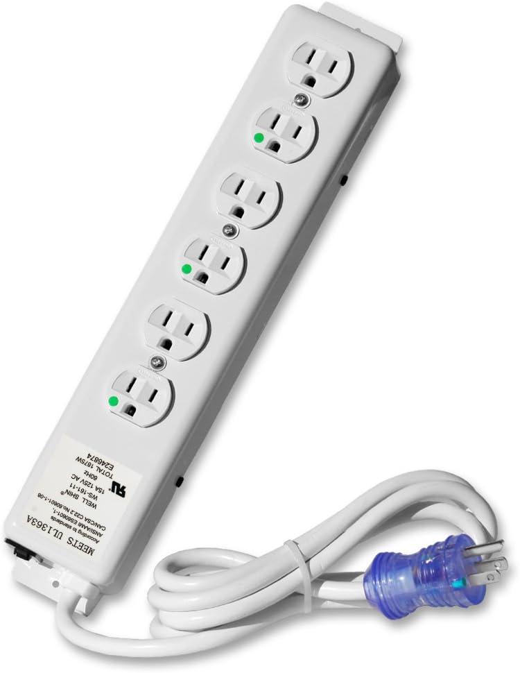 6 Outlet Hospital Grade Power Strip - 6ft Cord - Medical Use UL 1363A Compliant-Tamper Resistant Outlets