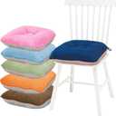 Wonderjune 15.5" x 15.5" Kitchen Chair Cushions Set of 6 Dining Outdoor Chair Pads with Ties and Non Slip Backing Indoor Seat Pads, Seat Cushions for Kitchen, Dining Room, Office, Morandi Colors