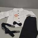 Baby Boys Christmas Outfit Bowtie Shirt Romper Suspenders Shorts Pants Wedding Birthday Party Tuxedo Gentleman Suit (12-18 Months, Black + White)