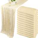 12 Pack 10Ft Cheesecloth Table Runner 35x120 Inch Boho Gauze Rustic Cheese Cloth Long Romantic Table Runner for Wedding Bridal Shower Birthday Party Table Decor (Beige) (35" x 120")