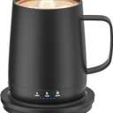 Smart Self Heating Coffee Mug,14oz Temperature Control Coffee Mug,Hot up to 150°F,Rechargeable Heated Coffee Mug,Up to 6H Battery Life,Coffee Cup Warmer,Great Gift for Coffee Lovers,Dad,Mom (Black)