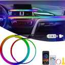2 in 1 Acrylic Car LED Lights Interior, RGB Ambient Llighting Car Kit with 168 LEDs, 16 Million Colors, Music Sync, App & USB & Remote Dashboard Ambient Lighting for Car