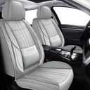 Foneso Universal Car Seat Covers Front, Nappa Leather Automotive Seat Covers Non-Slip Vehicle Accessories, Waterproof Seat Protector Fit for Sedan, Airbag Compatible, Back Support (Grey, Front Seat)