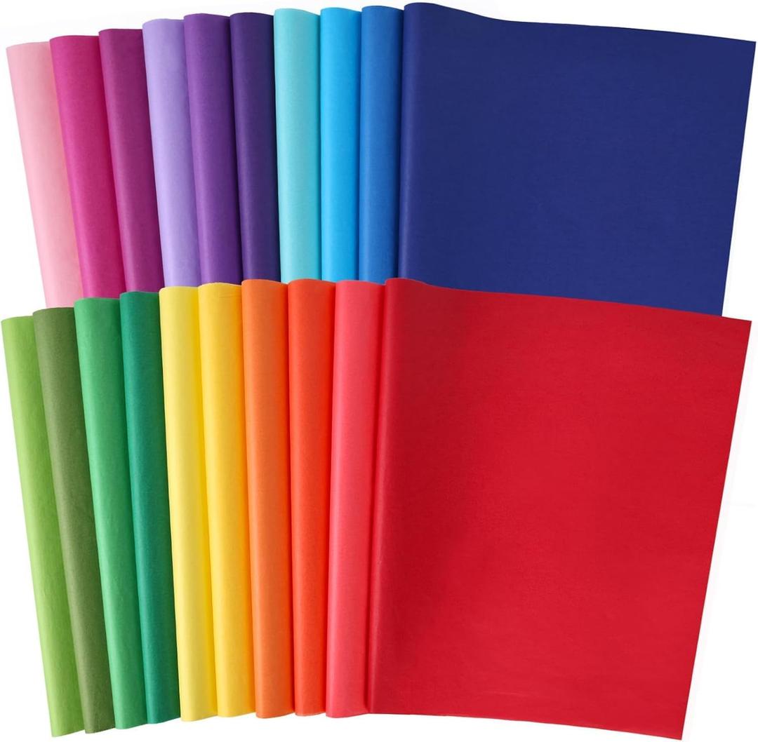 3 otters 120 Sheets Tissue Paper for Gift Bags, 20x14 Inch Gift Wrapping Paper for DIY Crafts Wedding Birthday Party Art Project 20 Assorted Colors