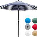 Sunnyglade 9' Patio Umbrella Outdoor Table Umbrella with 8 Sturdy Ribs (Blue and White)