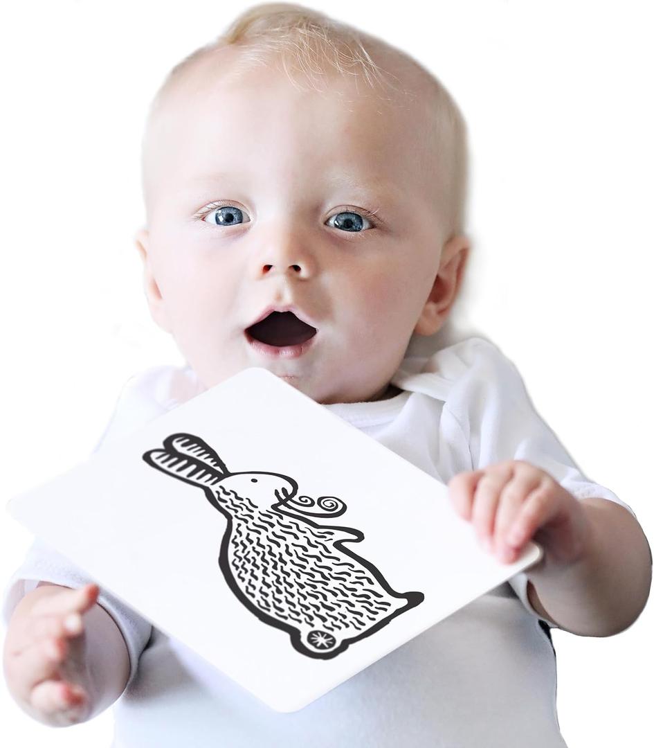 Wee Gallery Art Cards for Baby, Durable High Contrast Black and White Animal Flashcards for Newborns, Brain Development, Sensory Toys, Tummy Time Essentials for Infant and Toddler - Pets