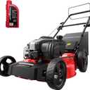 PowerSmart Gas Lawn Mower, 21-Inch Self-Propelled Mower with B&S 140cc Engine, Steel Deck, 3-in-1 Bag/Mulch/Rear Discharge, 6 Height Positions, 10 Rear Wheels