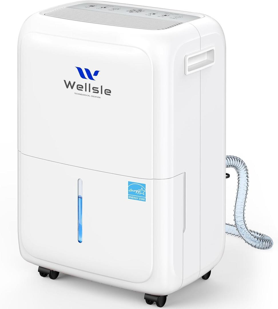 Most Efficient Energy Star Dehumidifier, 52 Pint Dehumidifiers for Basement and Home with Drain Hose, 1.59 Gallon Water Tank, Smart Humidity Control for Bedroom with 24HR Timer, Auto Shut Off