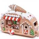 Hodao Christmas Day Gingerbread Decoration Xmas Car Figurines Winter Decor Handmade Polyresin Gingerbread Car for Xmas Decor Gifts - Christmas Party for Home Table top Figurines (Brown-Car)