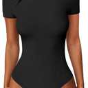 ANRABESS Women's Short Sleeve Bodysuit, Crew Neck Slim Fit Ribbed Knit Tops, Trendy 2026 Outfits, Versatile for Daily Wear