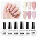 JODSONE Rubber Base Builder Gel for Nails,6 Colors 10ml Rubber Base Gel Set,Base Color & Builder in One,for Nail Thickening,Strengthen,Ivory White Pearl Pink Smoky Purple