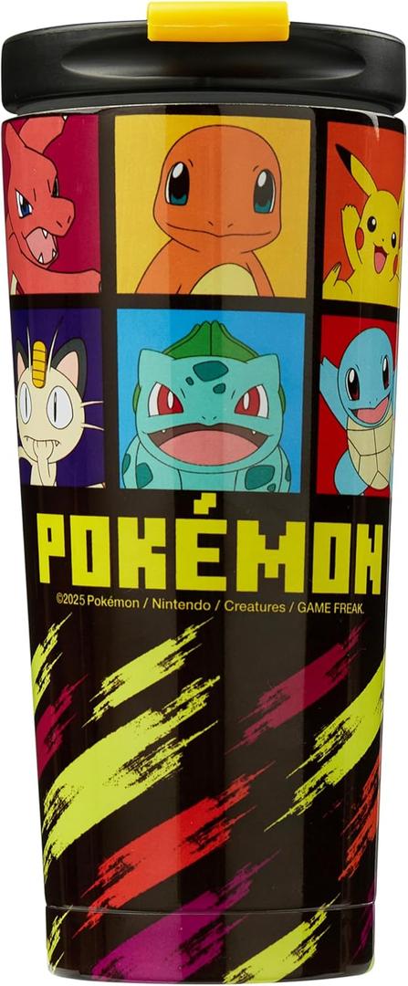 Get Trend Pokemon Insulated Tumbler for Hot Cold Drinks, 15oz Stainless Steel Travel Mug, BPA Free Water Bottle, Pikachu Anime Gifts for Kids (Multi Pokemon)