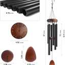 Wind Chimes for Outside with Wood Wind Catcher, 37 Inches Large Aluminum Windchimes Outdoors for Patio Decoration & Zen Atmosphere, Best Gifts for Mom(Black)