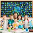 MotiMind 1000 Pcs Earth Day Bulletin Board Decorations Blue Green Hand Shaped Sticky Notes Bulk One World Together Classroom Decorations for Student School Classroom Publicity Events, 20 Sets