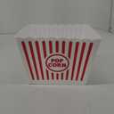 Novelty Place Plastic Red & White Striped Classic Popcorn Containers for Movie Night - 9.25" Square x 5.9" Deep (1 Pack)