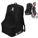 J.L. Childress Padded Backpack Car Seat Bag - Travel Bag for Airplane, Fits Most Baby & Infant Car Seats, Boosters, & Carriers, Accessories for Gate or Baggage Check, AirTag Compatible - Deluxe, Black