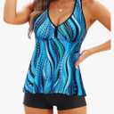 Tempt Me Women Two Piece Tankini Swimsuit Racerback Bathing Suits Tops with Shorts High Waisted, Size XL