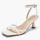 Wide Width Women's Sandals 2.5-inch Square Open Toe Kitten Heels Strappy Ankle Strap Sandals Comfortable Dressy Party Wedding Shoes