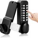 100% Mechanical Keyless Entry Front Door Lock with 14 Push Button Keypads, Digital Outdoor Lock Deadbolt,Stainless Steel with Weatherproof Gaskets No Rust, Easy Install with Manual Black