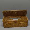 Longer Cable Management Box, 16In Handwoven Cord Management Box with 5 Slots, Floor Cord Hider Boxes for Power Strip and Wire, Cable Organizer Boxes with Lid for Desk, Floor, Office, Living Room (Rectangle, Natural)