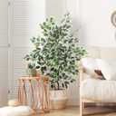 Yepdin Artificial Ficus Tree - 4 FT Tall Silk Fake Tree with Pot - Lifelike Foliage & Branches for Indoor/Outdoor Decor