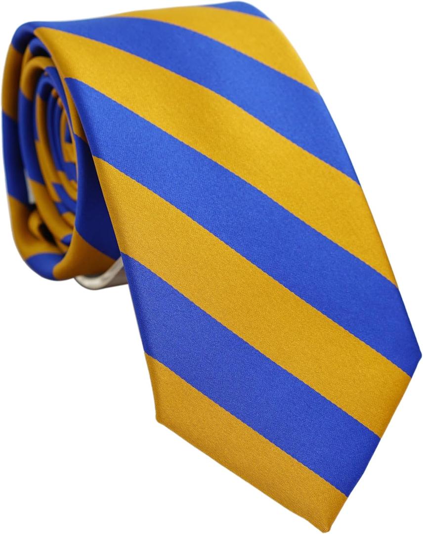 Striped Ties for Men, 3 inch Regular Ties with Stripes (Gold & Royal Blue)